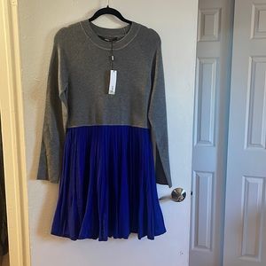 Cut 25 cobalt blue and gray sweater dress. New with tags!
